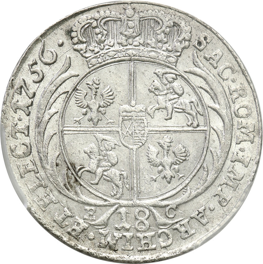 August III Sas. Ort (18 groszy) 1756 Lipsk PCGS MS62